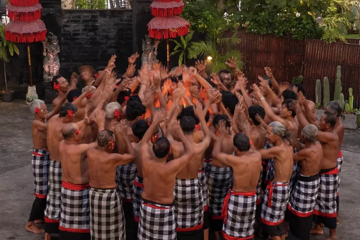 Framed Print : Kecak Dance performance, Tanah Lot, Bali, Indonesia