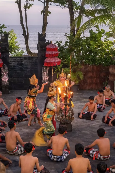 Framed Print : Kecak Dance performance, Tanah Lot, Bali, Indonesia