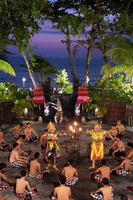 Framed Print : Kecak Dance performance, Tanah Lot, Bali, Indonesia