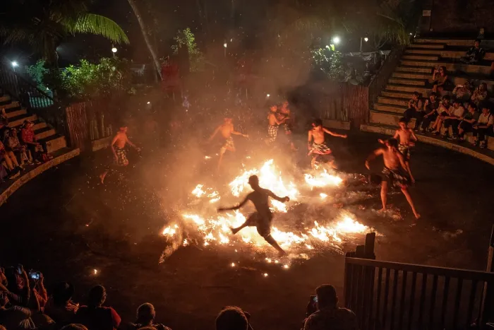 Framed Print : Kecak Dance performance, Tanah Lot, Bali, Indonesia