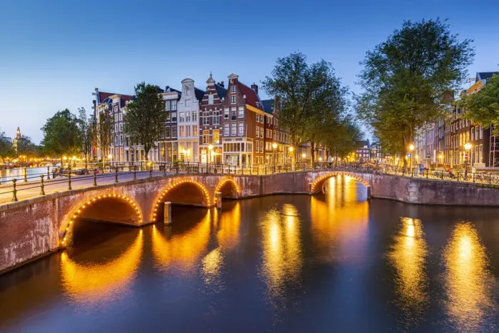 Framed Print : Keizersgracht canal at dusk, Amsterdam, North Holland, Netherlands Framed Print : Keizersgracht canal at dusk, Amsterdam, North Holland, Netherlands