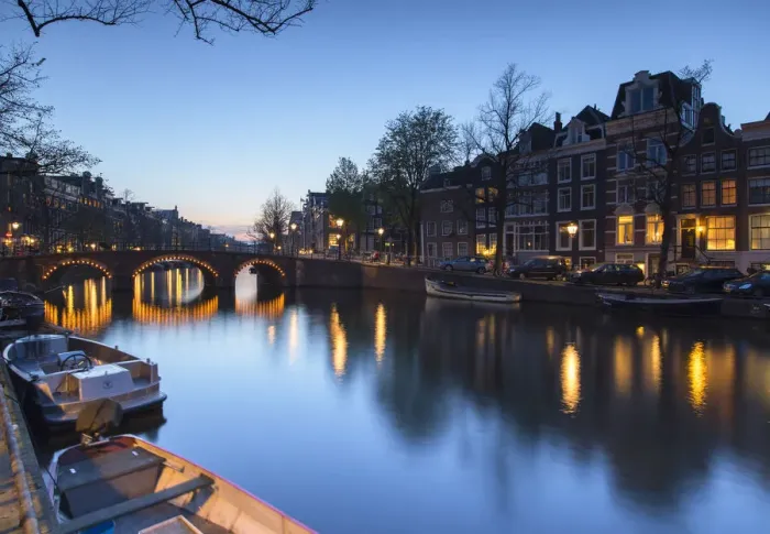 Framed Print : Keizersgracht canal at dusk, Amsterdam, Netherlands Framed Print : Keizersgracht canal at dusk, Amsterdam, Netherlands