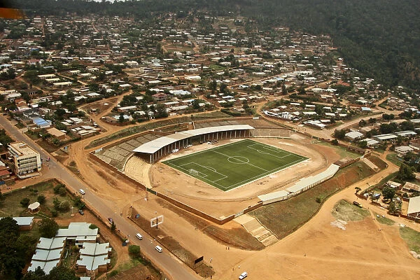 Kigali, Rwanda. An aerial view of the Nyamirambo football stadium