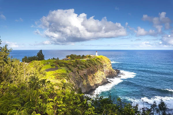 Kilauea lighthouse, northern shore of Kauai island, Hawaii, USA