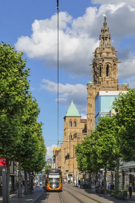 Framed Print : Kilianskirche Church in Kaiserstrasze Street, Heilbronn, Baden-Wurttemberg, Germany