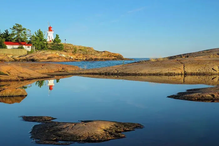 Framed Print : Killarney Lighthouse and rocky Georgian Bay shoreline, Killarney, Ontario, Canada Killarney, Ontario, Canada