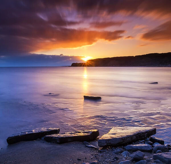 Kimmeridge Bay at Sunset, Dorset, England