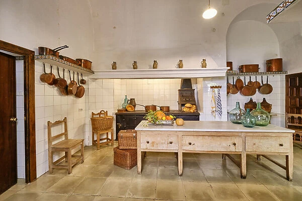 Kitchen of the Palacio de Viana, a 14th century palace. Cordoba, Andalucia, Spain