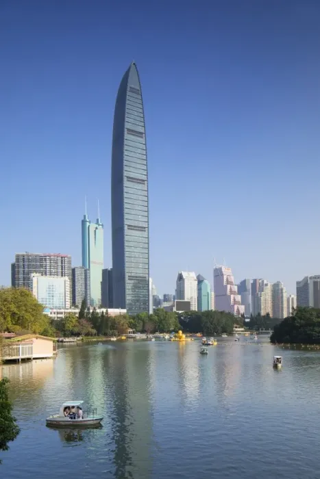 Framed Print : KK100 (KingKey 100) skyscraper and Lizhi Park, Shenzhen, Guangdong, China Framed Print : KK100 (KingKey 100) skyscraper and Lizhi Park, Shenzhen, Guangdong, China