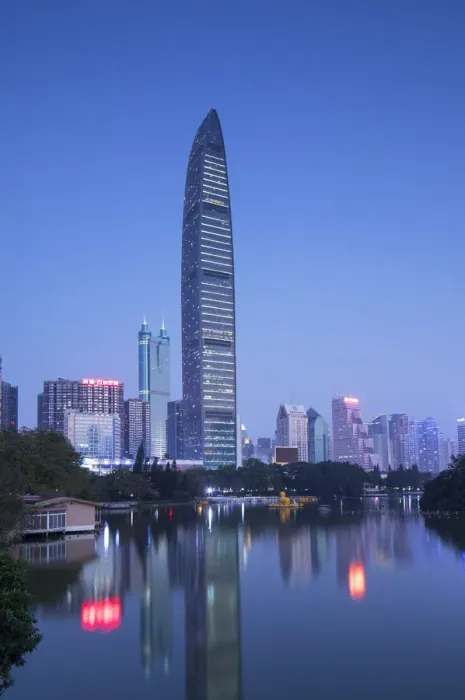 Framed Print : KK100 (KingKey 100) skyscraper and Lizhi Park, Shenzhen, Guangdong, China Framed Print : KK100 (KingKey 100) skyscraper and Lizhi Park, Shenzhen, Guangdong, China
