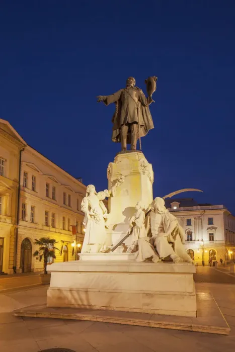Framed Print : Klauzal Square at dusk, Szeged, Southern Plain, Hungary Framed Print : Klauzal Square at dusk, Szeged, Southern Plain, Hungary
