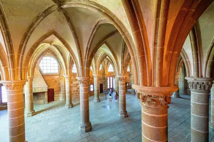 Framed Print : The Knight's Hall at Mont Saint Michel, Normandy, France Framed Print : The Knight's Hall at Mont Saint Michel, Normandy, France