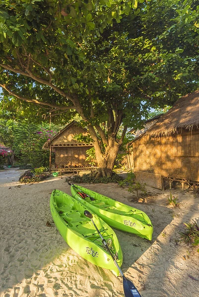 Ko Lipe, Satun Province, Thailand. Bamboo bungalows on the beachfront