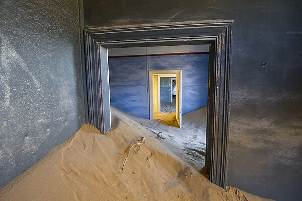 Kolmanskop, Southern Namibia, Africa. Old abandoned mining towns houses with sand