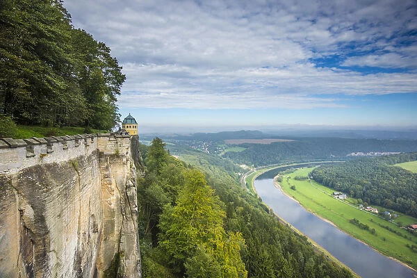 Konnigstein Fortress and Elbe river, Saxon Switzerland National Park, Saxony, Germany