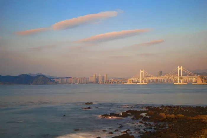 Framed Print : Korea, Gyeongsangnam-do, Busan, Haeundae, , View of Gwangan Bridge, - Diamond Bridge Framed Print : Korea, Gyeongsangnam-do, Busan, Haeundae, , View of Gwangan Bridge, - Diamond Bridge