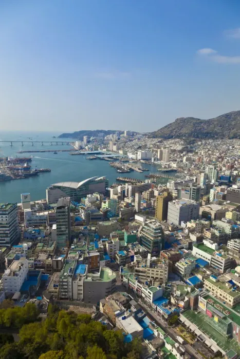 Framed Print : Korea, Gyeongsangnam-do, Busan, View of harbour and Jalgalchi fish market from Busan Framed Print : Korea, Gyeongsangnam-do, Busan, View of harbour and Jalgalchi fish market from Busan