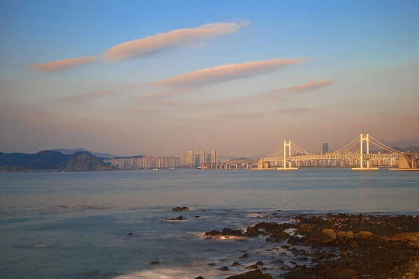 Korea, Gyeongsangnam-do, Busan, Haeundae, , View of Gwangan Bridge, - Diamond Bridge