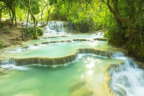 Kuang Si Falls (Tat Kuang Si) Waterfall, Louangphabang Province, Laos