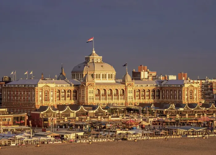 Framed Print : Kurhaus of Scheveningen at sunset, elevated view, The Hague, South Holland Framed Print : Kurhaus of Scheveningen at sunset, elevated view, The Hague, South Holland