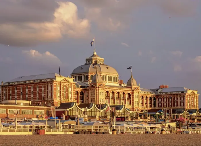Framed Print : Kurhaus of Scheveningen at sunset, The Hague, South Holland, The Netherlands