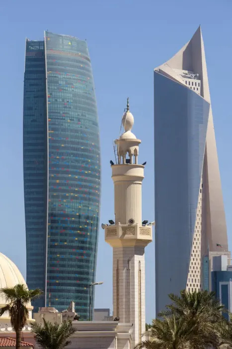 Framed Print : Kuwait, Kuwait City, City center buildings on the right is El Hamra building, a buisness Framed Print : Kuwait, Kuwait City, City center buildings on the right is El Hamra building, a buisness