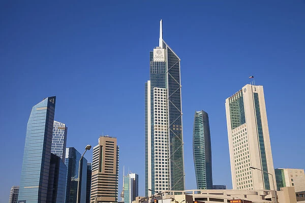 Kuwait, Kuwait City, City center buildings -the middle building is Arraya building