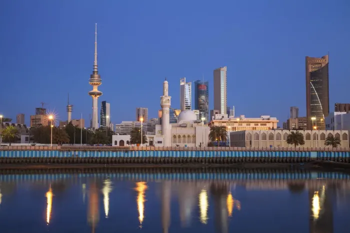 Framed Print : Kuwait, Kuwait City, City skyline reflecting in harbour