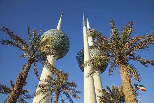 Kuwait, Kuwait City, Sharq, Kuwait Towers on Arabian Gulf Street
