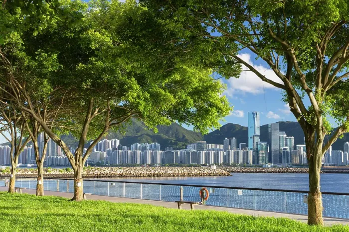 Framed Print : Kwun Tong promenade with Quarry Bay skyline in background, Hong Kong Island, Hong Kong Framed Print : Kwun Tong promenade with Quarry Bay skyline in background, Hong Kong Island, Hong Kong