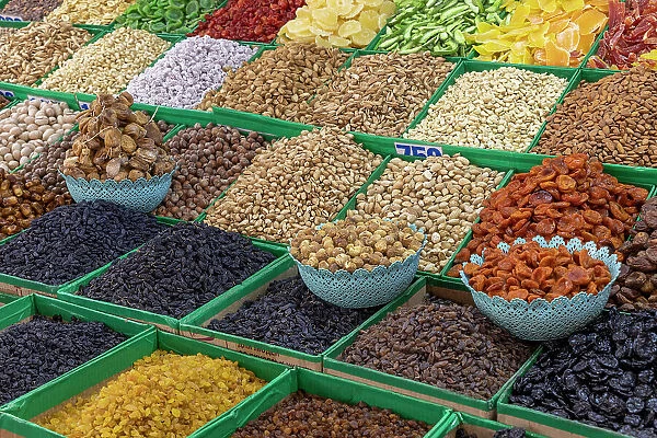 Kyrgyzstan, Bishkek, Osh bazaar, nuts & dried fruit