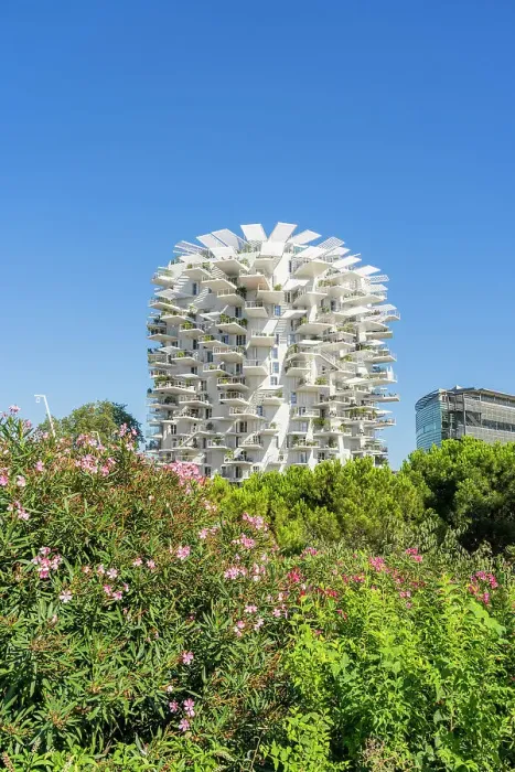 Framed Print : L Arbre Blanc or White Tree apartment block, Montpellier, Herault, France