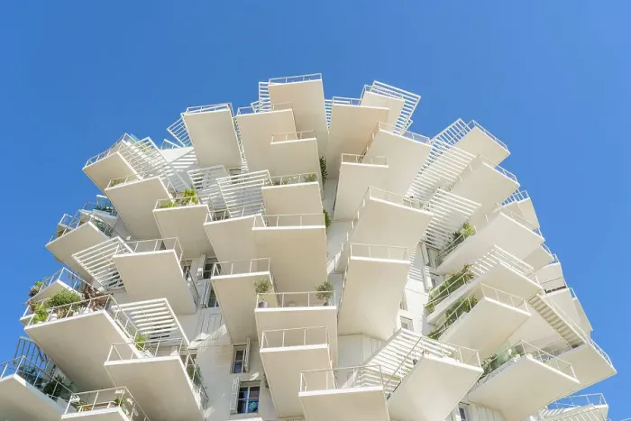 Framed Print : L Arbre Blanc or White Tree apartment block, Montpellier, Herault, France