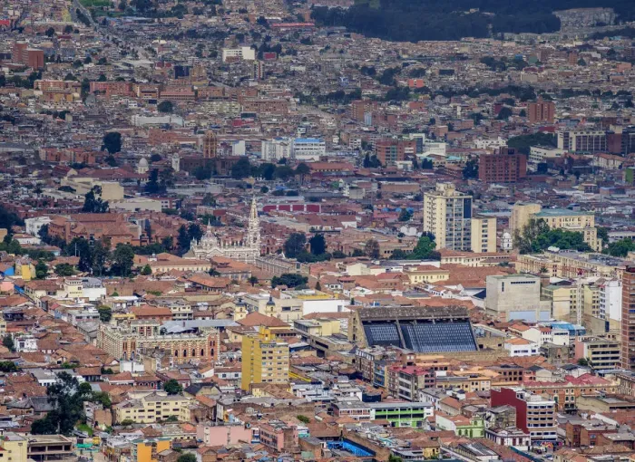 Framed Print : La Candelaria seen from Mount Monserrate, Bogota, Capital District, Colombia Framed Print : La Candelaria seen from Mount Monserrate, Bogota, Capital District, Colombia