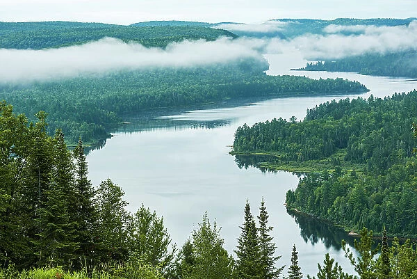 Lac Wapizagonke and view of the Laurentian Mountains from the viewpoint of Le Passage'. La Mauricie National Park Quebec, Canada