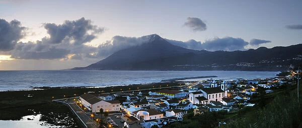 Lages do Pico, one of the most important whaling villages, and the volcano at dusk