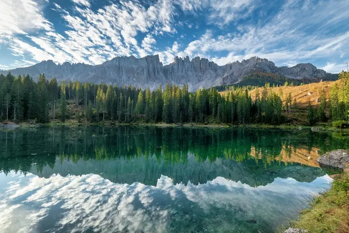 Framed Print : Lago di Carezza Reflections of Latemar Mountains, Dolomites, Trentino-Alto Adige, South Tyrol, Italy Framed Print : Lago di Carezza Reflections of Latemar Mountains, Dolomites, Trentino-Alto Adige, South Tyrol, Italy
