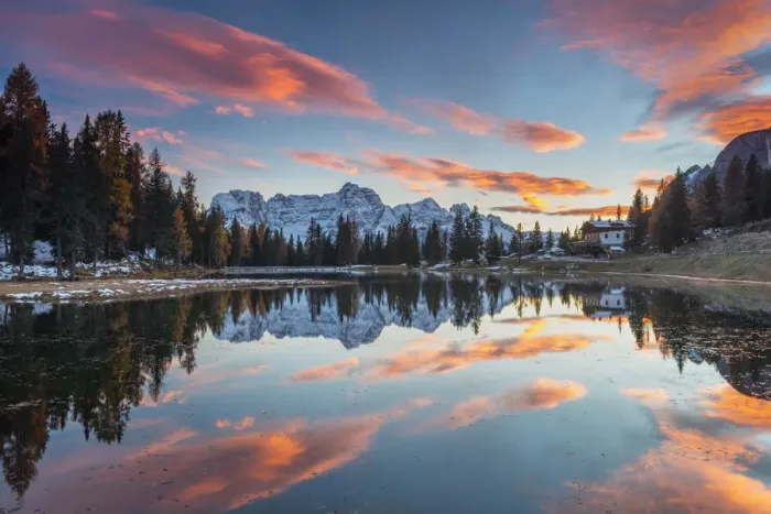 Framed Print : Lago di Misurina and Sorapis range in background, UNESCO World Heritage Site Dolomites Framed Print : Lago di Misurina and Sorapis range in background, UNESCO World Heritage Site Dolomites