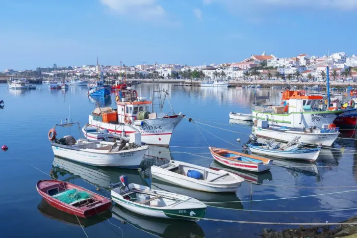 Framed Print : Lagos harbour and town, Lagos, Algarve, Portugal