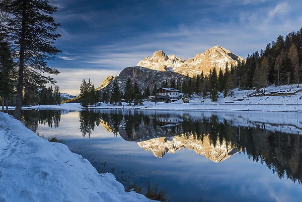 Lake Antorno in Winter, Dolomites, South Tyrol, Italy