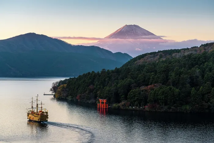 Framed Print : Lake Ashinoko and Mt. Fuji, Hakone, Kanagawa Prefecture, Japan