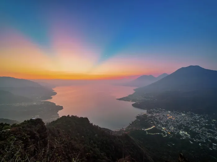 Framed Print : Lake Atitlan seen from Rostro Maya or Indian Nose at dawn, Solola Department, Guatemala Framed Print : Lake Atitlan seen from Rostro Maya or Indian Nose at dawn, Solola Department, Guatemala