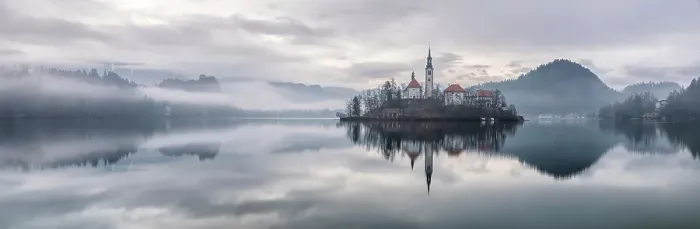 Framed Print : Lake Bled and the Church of the Assumption of St. Mary at dawn, Bled, Slovenia Framed Print : Lake Bled and the Church of the Assumption of St. Mary at dawn, Bled, Slovenia