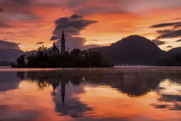 Framed Print : Lake Bled at Sunrise with Assumption of Marys Pilgrimage Church, Slovenia Framed Print : Lake Bled at Sunrise with Assumption of Marys Pilgrimage Church, Slovenia