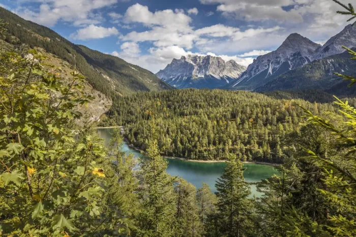 Framed Print : Lake Blindsee at Fernpass with Zugspitze massif, Biberwier, Tyrol, Austria Framed Print : Lake Blindsee at Fernpass with Zugspitze massif, Biberwier, Tyrol, Austria