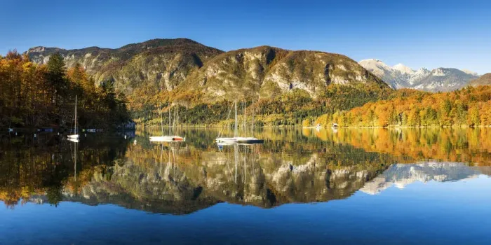Framed Print : Lake Bohinj in Autumn, Slovenia, Europe Framed Print : Lake Bohinj in Autumn, Slovenia, Europe