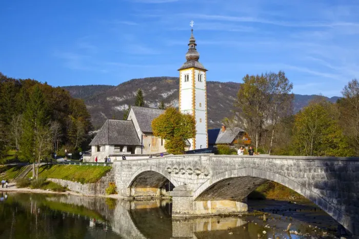 Framed Print : Lake Bohinj & The Church of St. John the Baptist, Triglav National Park, Slovenia