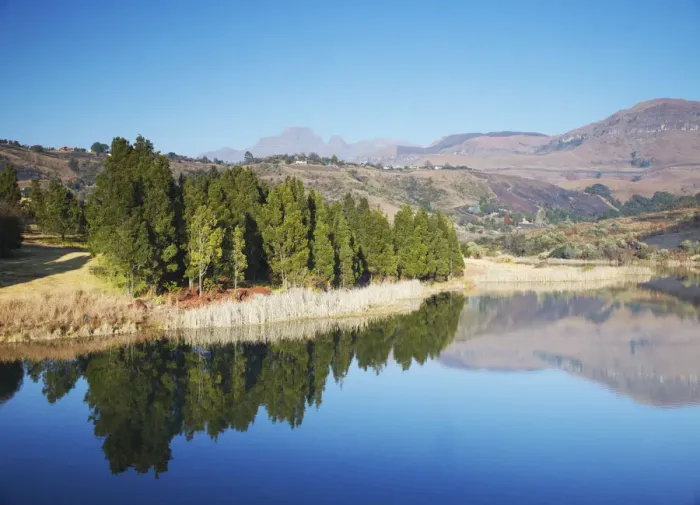 Framed Print : Lake with Champagne Castle in background, Ukhahlamba-Drakensberg Park, KwaZulu-Natal Framed Print : Lake with Champagne Castle in background, Ukhahlamba-Drakensberg Park, KwaZulu-Natal