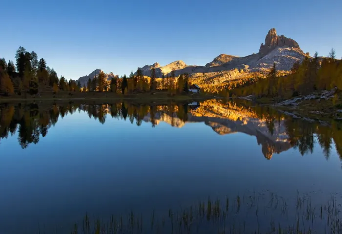 Framed Print : Lake Federa, Dolomites, Italy. A little alpine lake in the Dolomites, in the background Framed Print : Lake Federa, Dolomites, Italy. A little alpine lake in the Dolomites, in the background