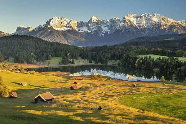 Lake Geroldsee and Karwendel Mountain Range, Klais, Upper Bavaria, Germany
